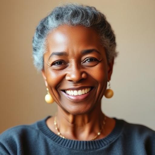Thelma Wilson, 58, smiling with healthy gums